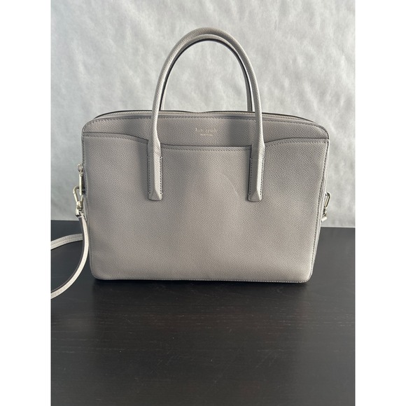 Kate Spade New York Handbags - Kate Spade Grey Pebbled Leather Laptop Bag Briefcase Crossbody Messenger Bag